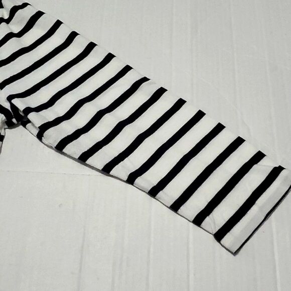 Talbots White & Black Stripes Square Neck Ruffled Pima Cotton Knit Top L - Picture 6 of 8